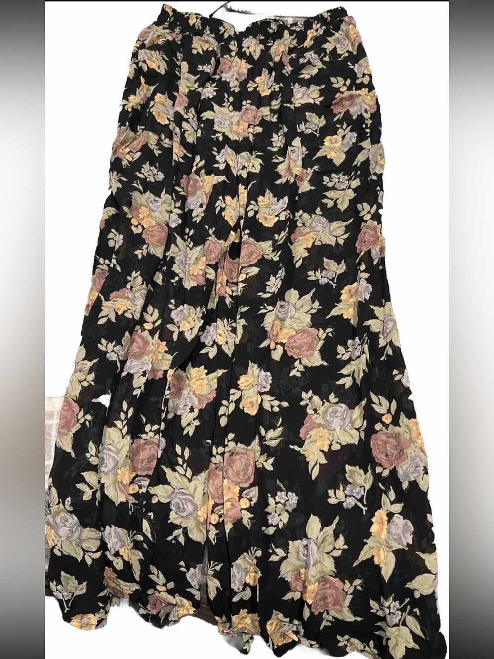 VTG  Carole Little Pants Sz 10 Rayon Crepe Floral Boho Wide Tapered Leg Women